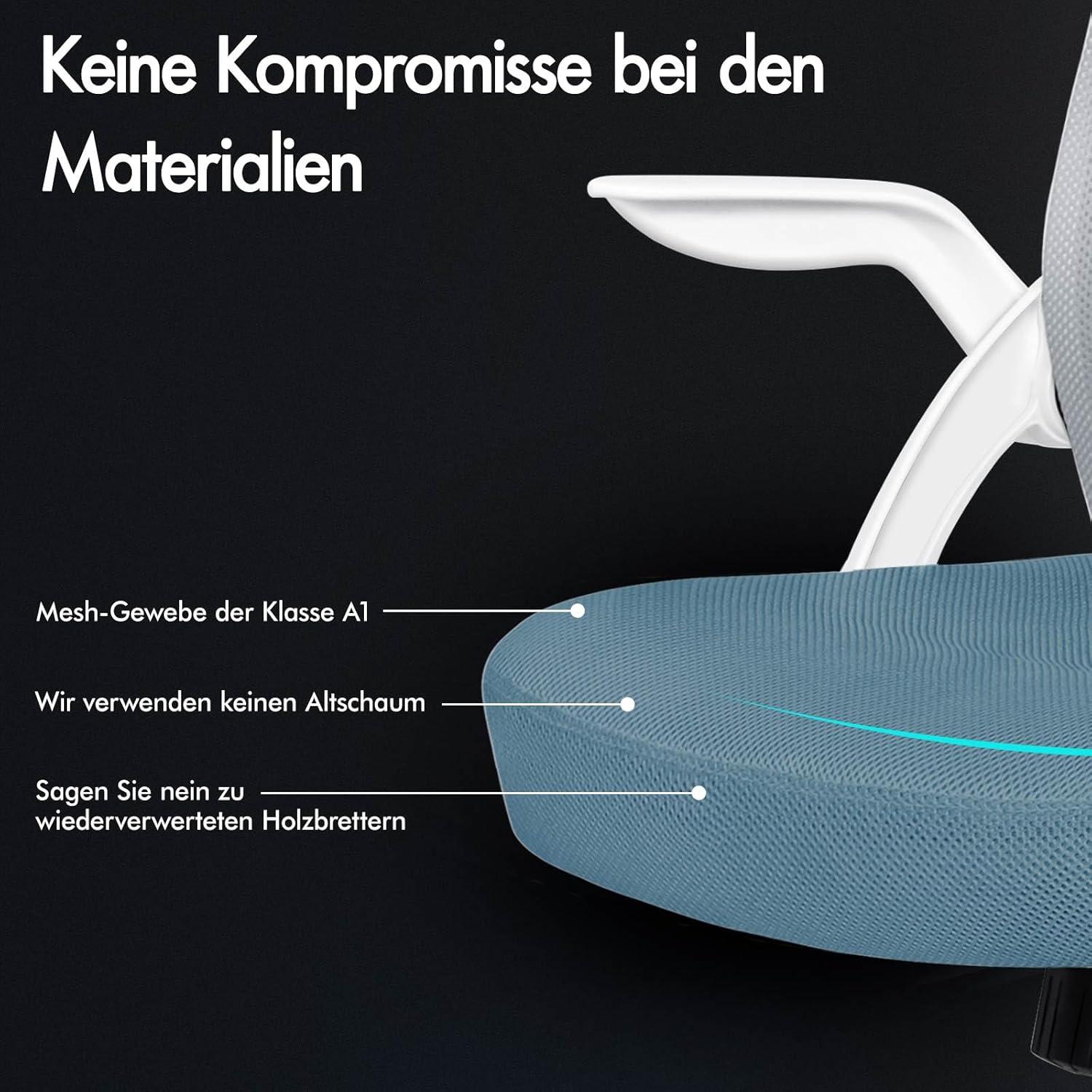 ALFORDSON Bürostuhl mit Kopfstütze Lordosenstütze Blau Grau