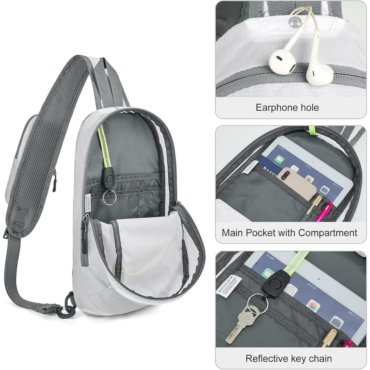 Schultertasche RFID-blockierend, Crossbody Rucksack, Weiß