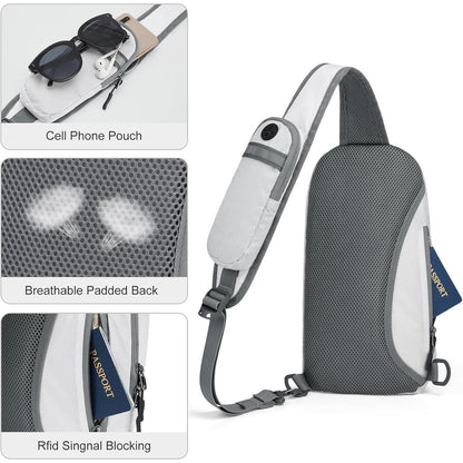 Schultertasche RFID-blockierend, Crossbody Rucksack, Weiß