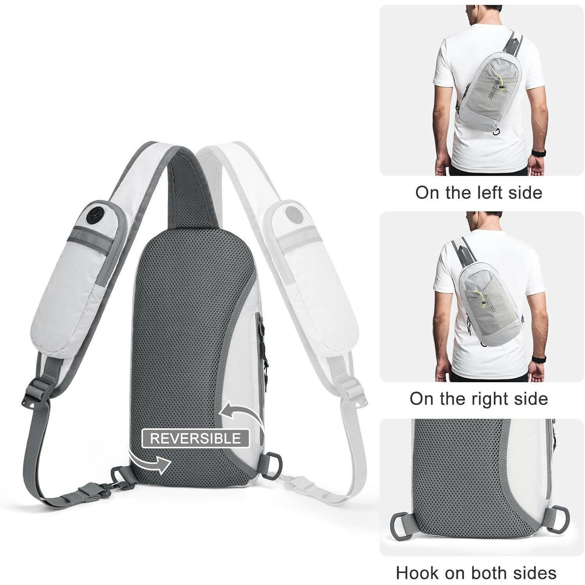 Schultertasche RFID-blockierend, Crossbody Rucksack, Weiß
