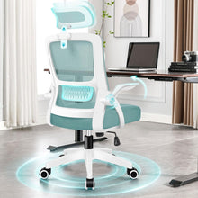 Ergonomischer Bürostuhl mit Kopfstütze und Lordosenstütze, Cyan