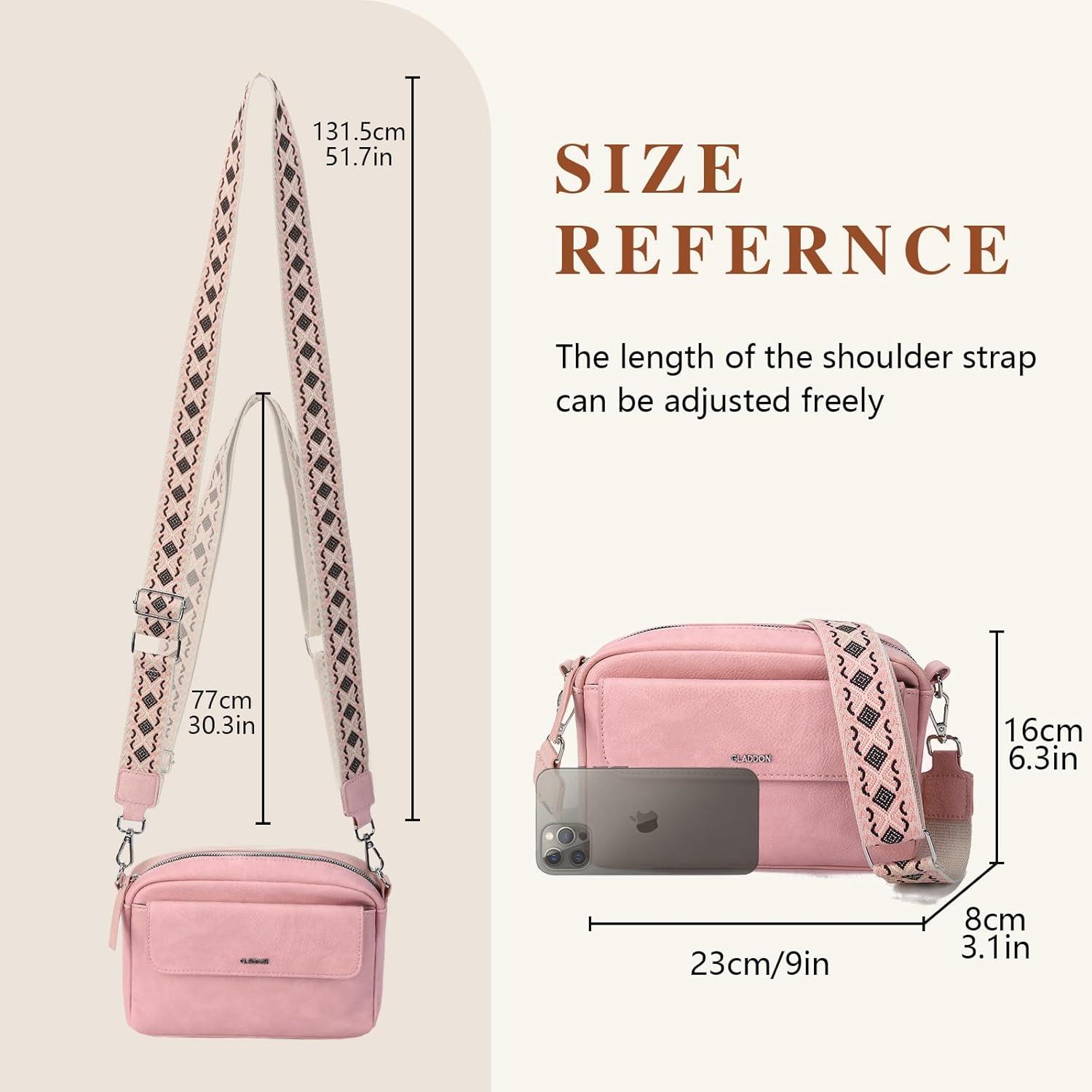Damen Crossbody Handtasche PU Leder Schultertasche Rosa