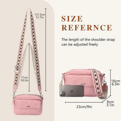 Damen Crossbody Handtasche PU Leder Schultertasche Rosa