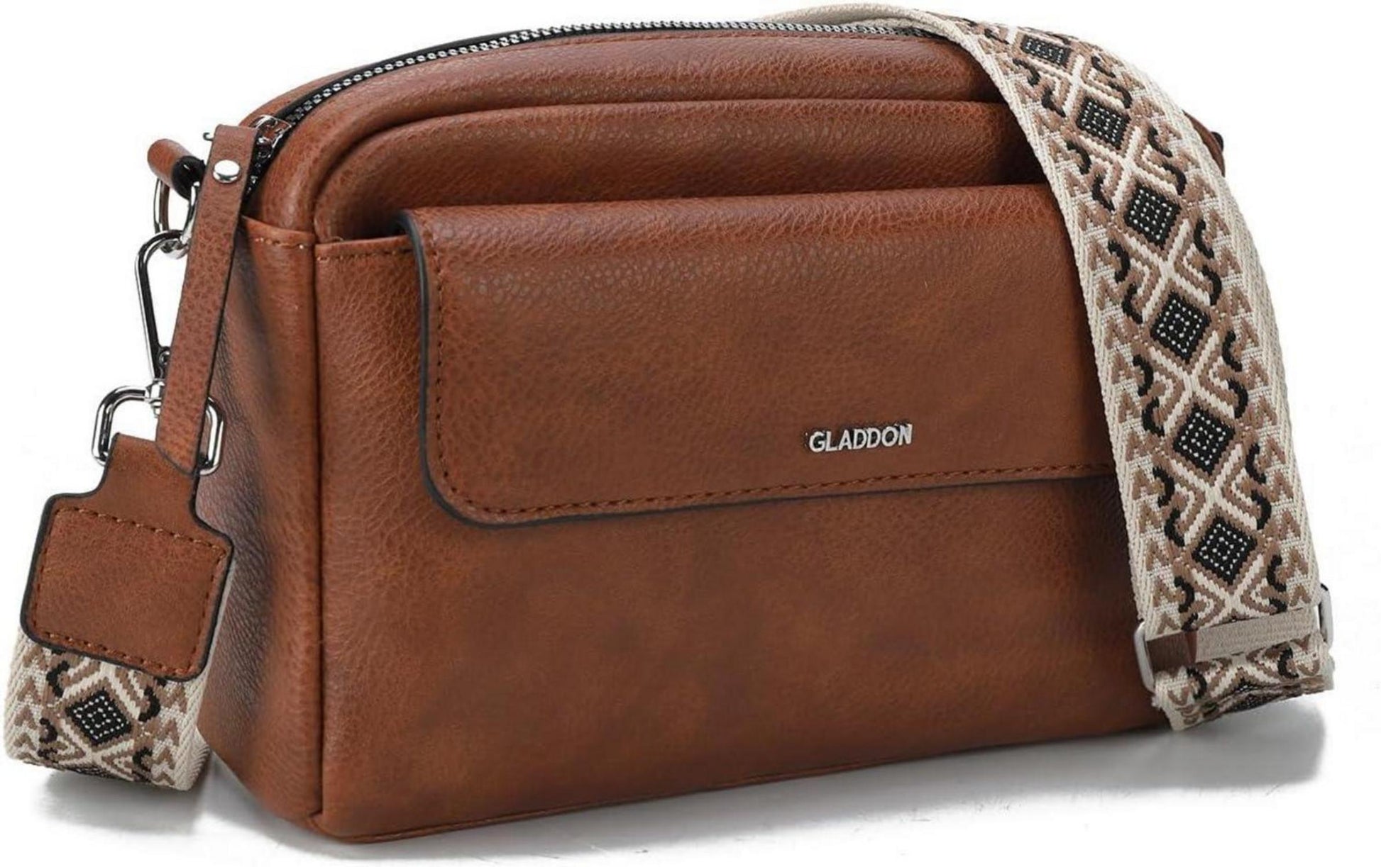 Kleine Handtasche Damen Crossbody Bag PU Leder Schulterriemen Braun