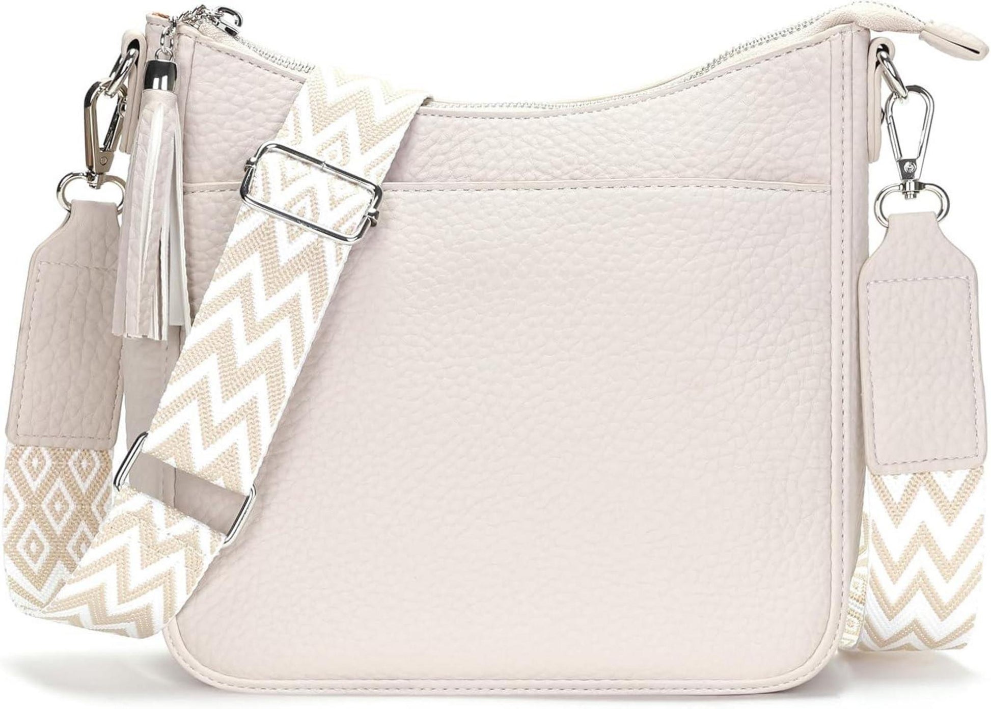Umhängetasche Damen Crossbody Bag Beige Vegan Leder