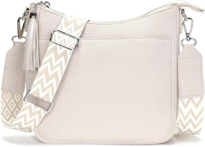 Umhängetasche Damen Crossbody Bag Beige Vegan Leder
