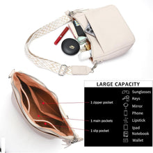 Umhängetasche Damen Crossbody Handtasche Breiter Gurt Beige