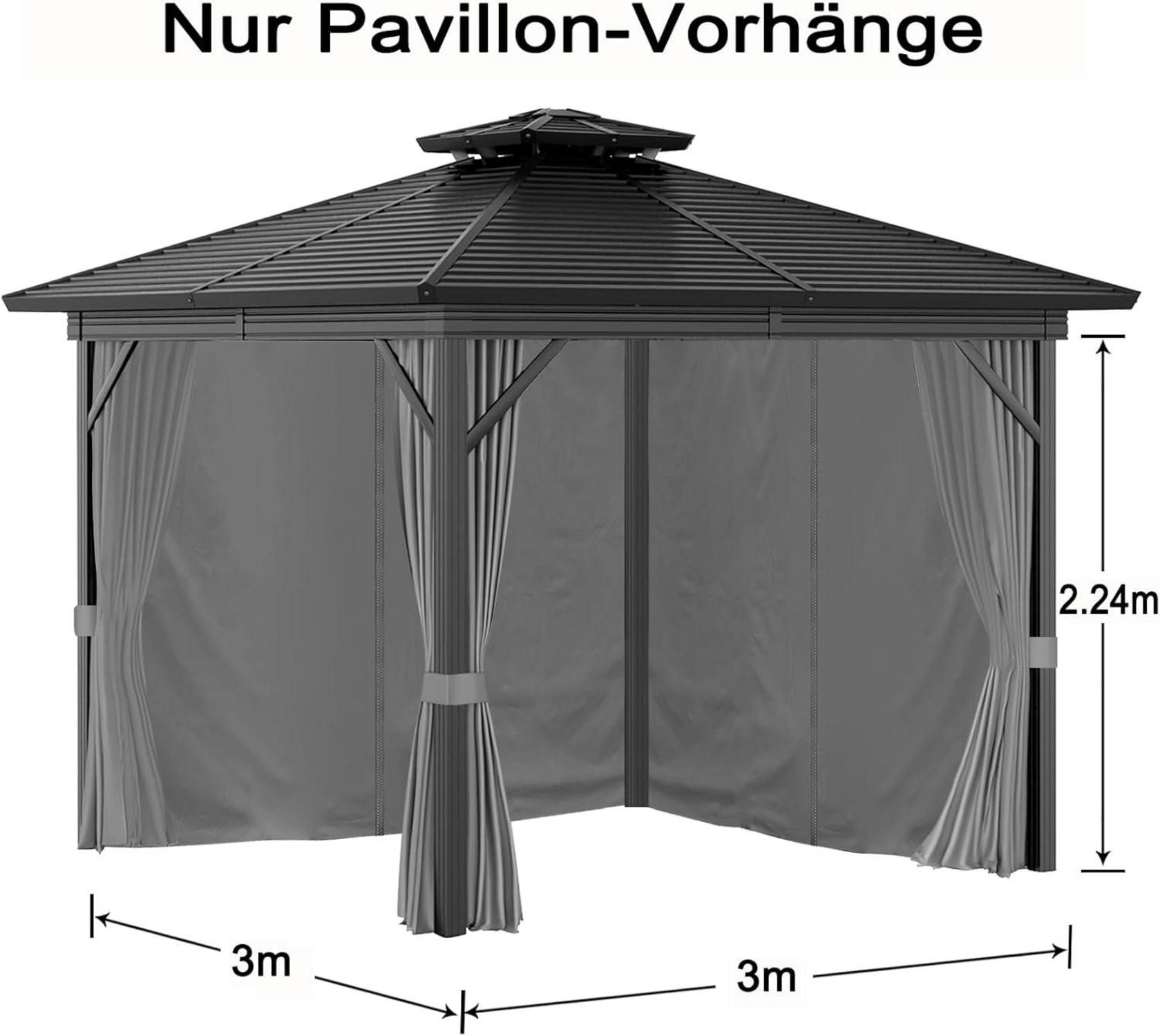 Pavillon 3x3m Seitenteile Set 4tlg. Wasserdicht UV-Schutz