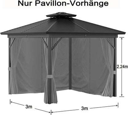 Pavillon 3x3m Seitenteile Set 4tlg. Wasserdicht UV-Schutz