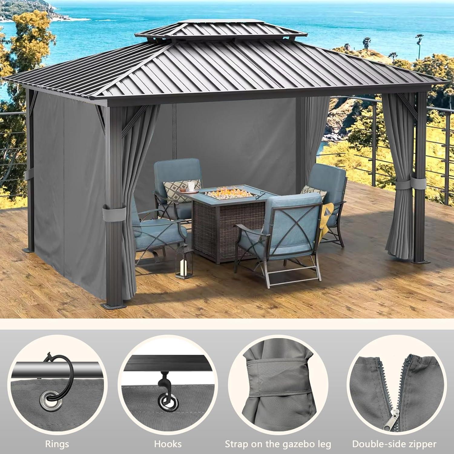 4er Set Seitenwände Pavillon 3x3m Wasserfest UV-Schutz