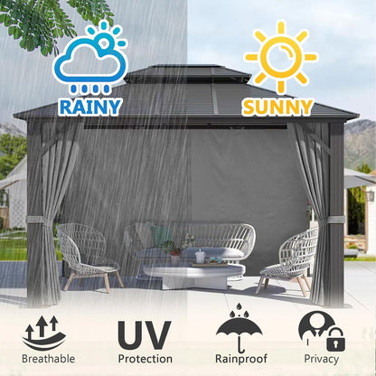 Pavillon Seitenwand Set 4 tlg 3x3m Wasserdicht UV Schutz