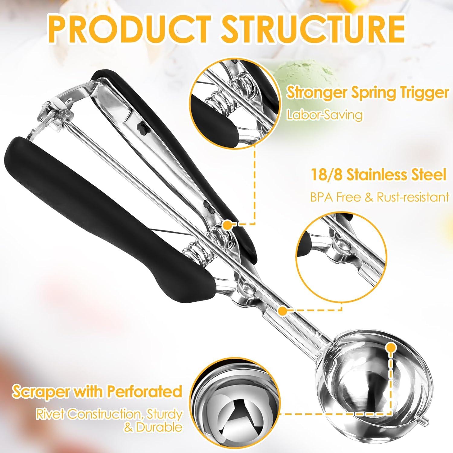 Eisportionierer Edelstahl Auslöser Poliert 5cm für Eiscreme Plätzchen