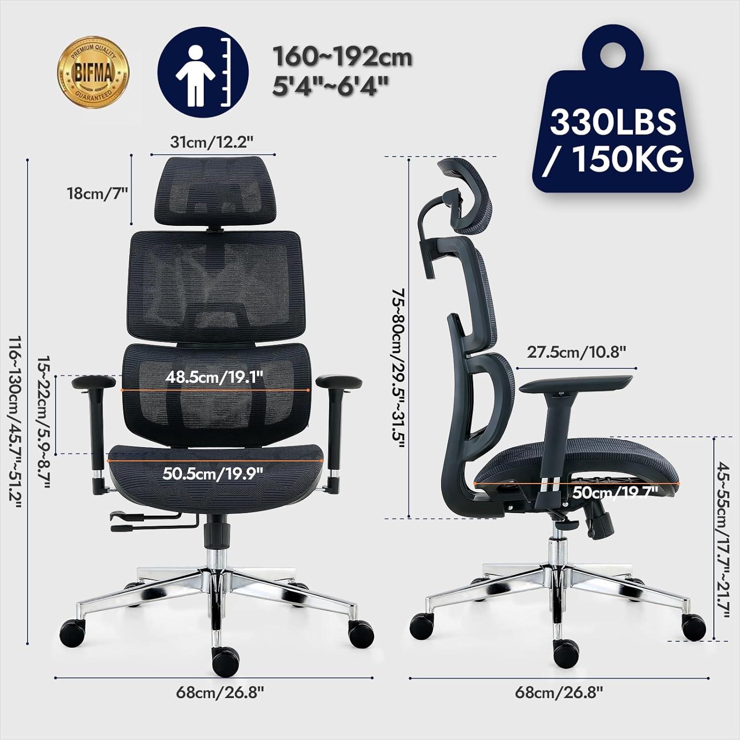 Ergonomischer Bürostuhl Hoher Rücken Lendenwirbelstütze 3D