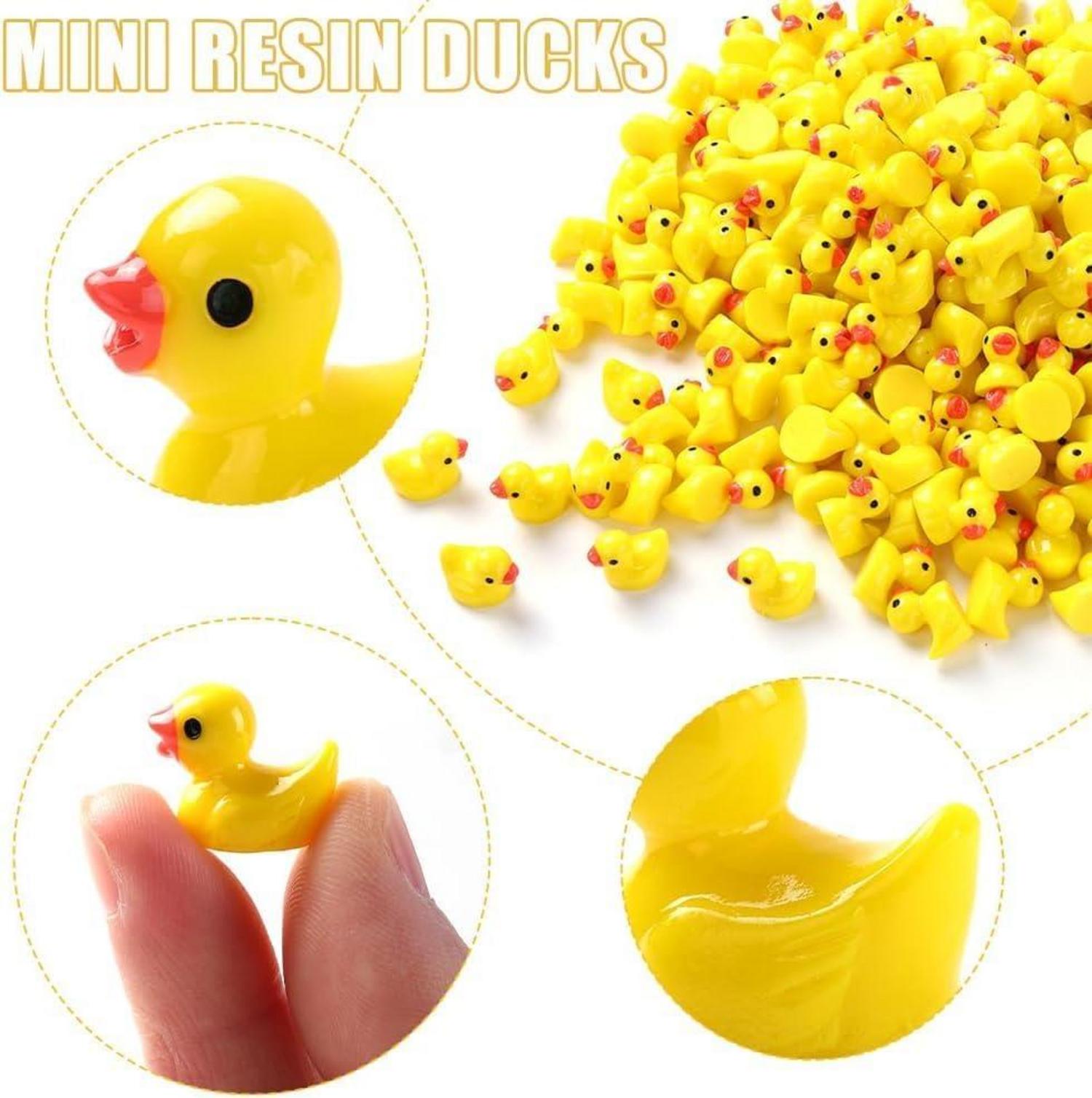 120 Mini Enten Harz Gelb Miniatur Deko für Garten und Aquarium