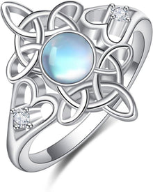 Celtic Knot 925 Sterling Silber Witch Magic Mondstein Pagan RIng