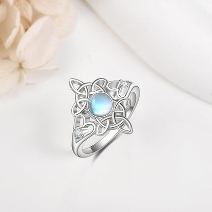 Celtic Knot 925 Sterling Silber Witch Magic Mondstein Pagan RIng