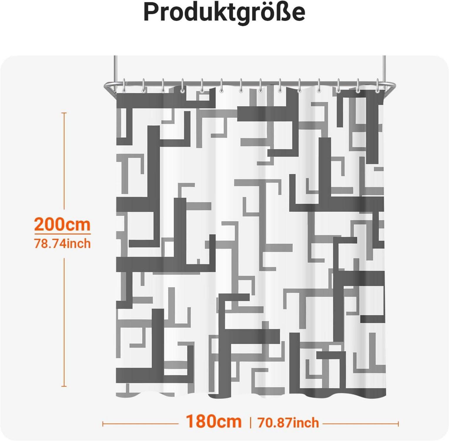 Duschvorhang 180x200cm Block Antischimmel wasserabweisend Polyester 12