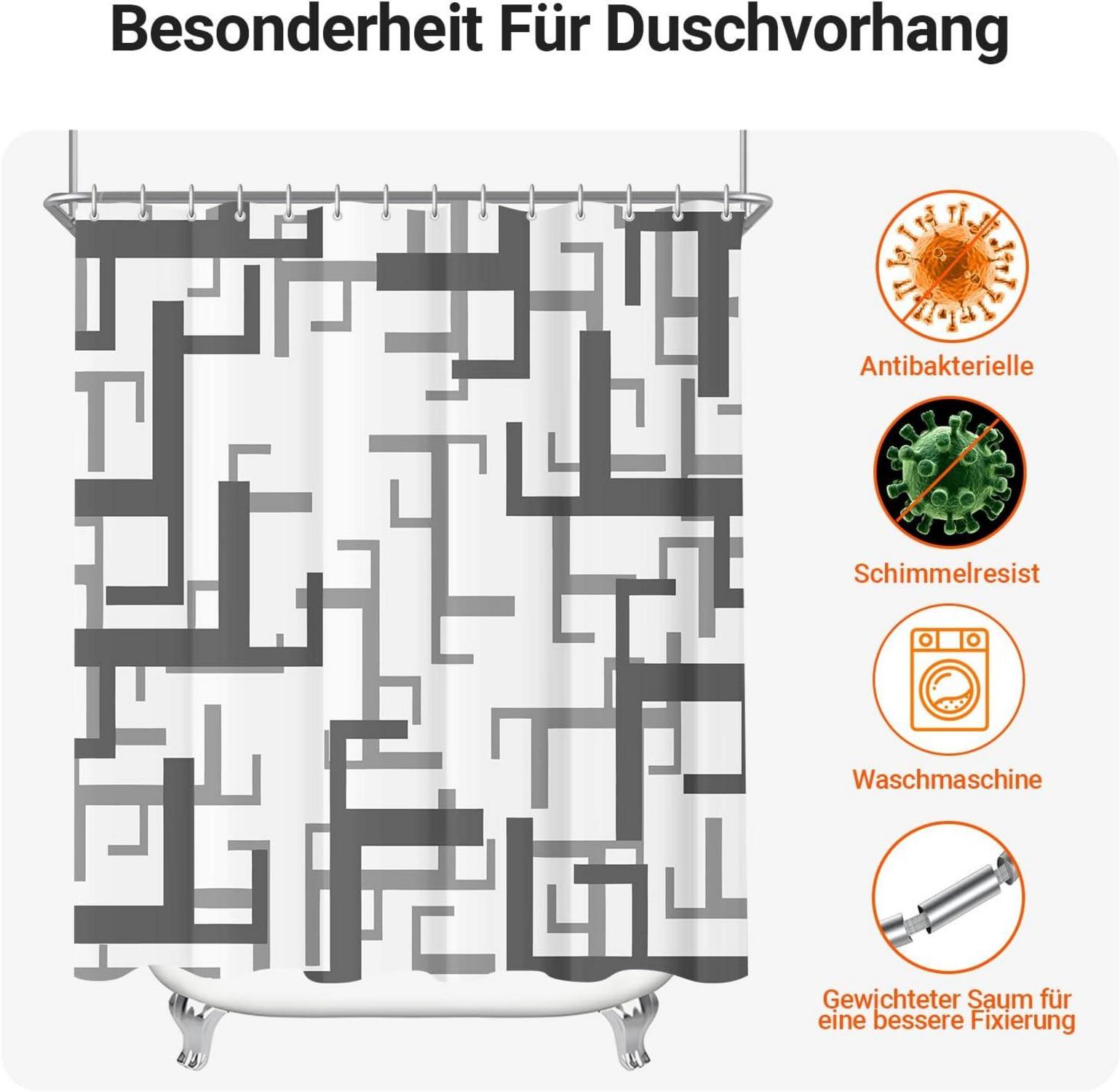 Duschvorhang 180x200cm Antischimmel Block Textil Wasserabweisend Polyester