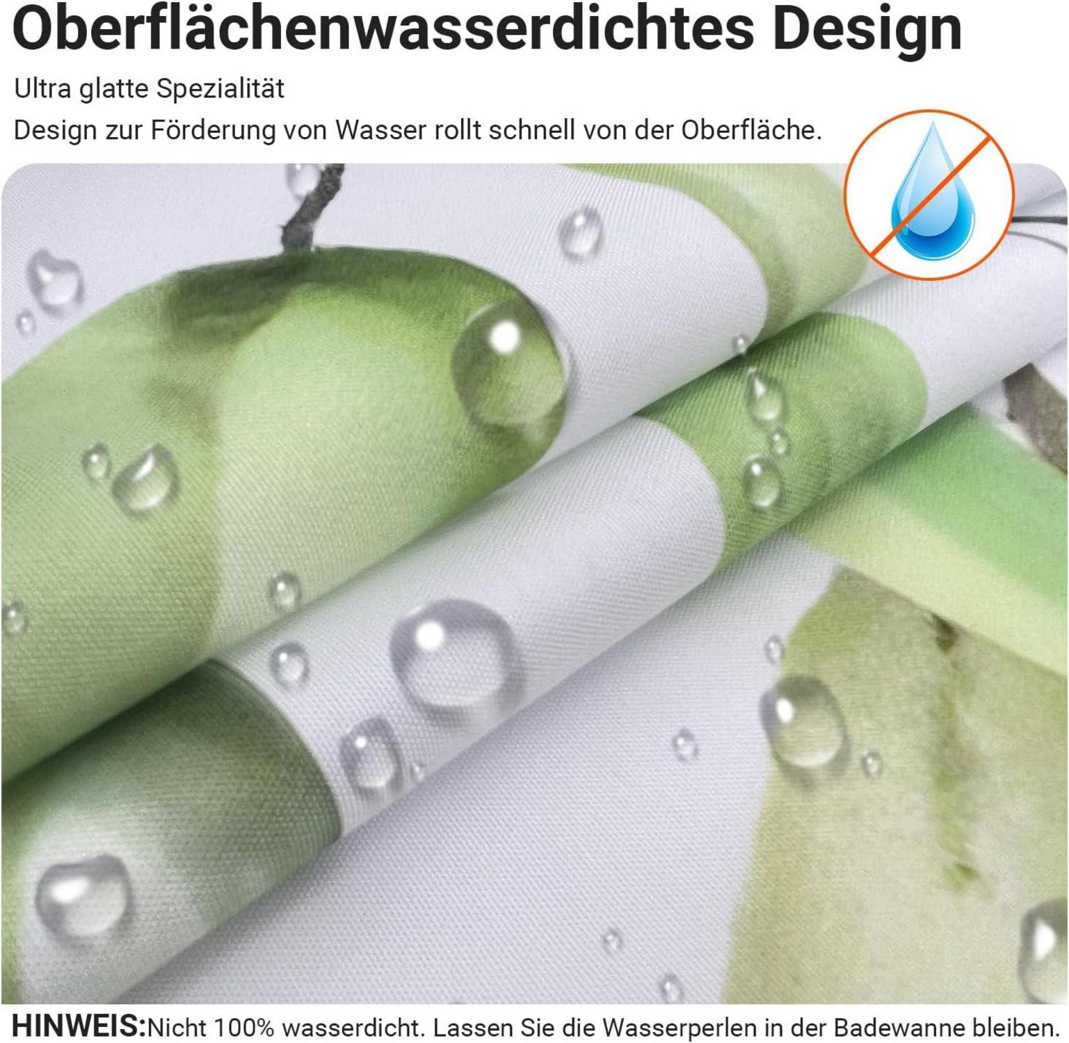 Duschvorhang 240x200cm Klare Blätter Polyester H200 x B240