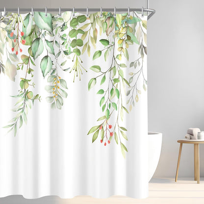 Duschvorhang 240x200cm Klare Blätter Antischimmel Textil 16 Ösen Badezimmer