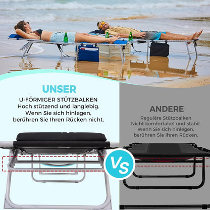 Sonnenliege Klappbar mit Seitentisch 5-Fach verstellbar Gartenliege
