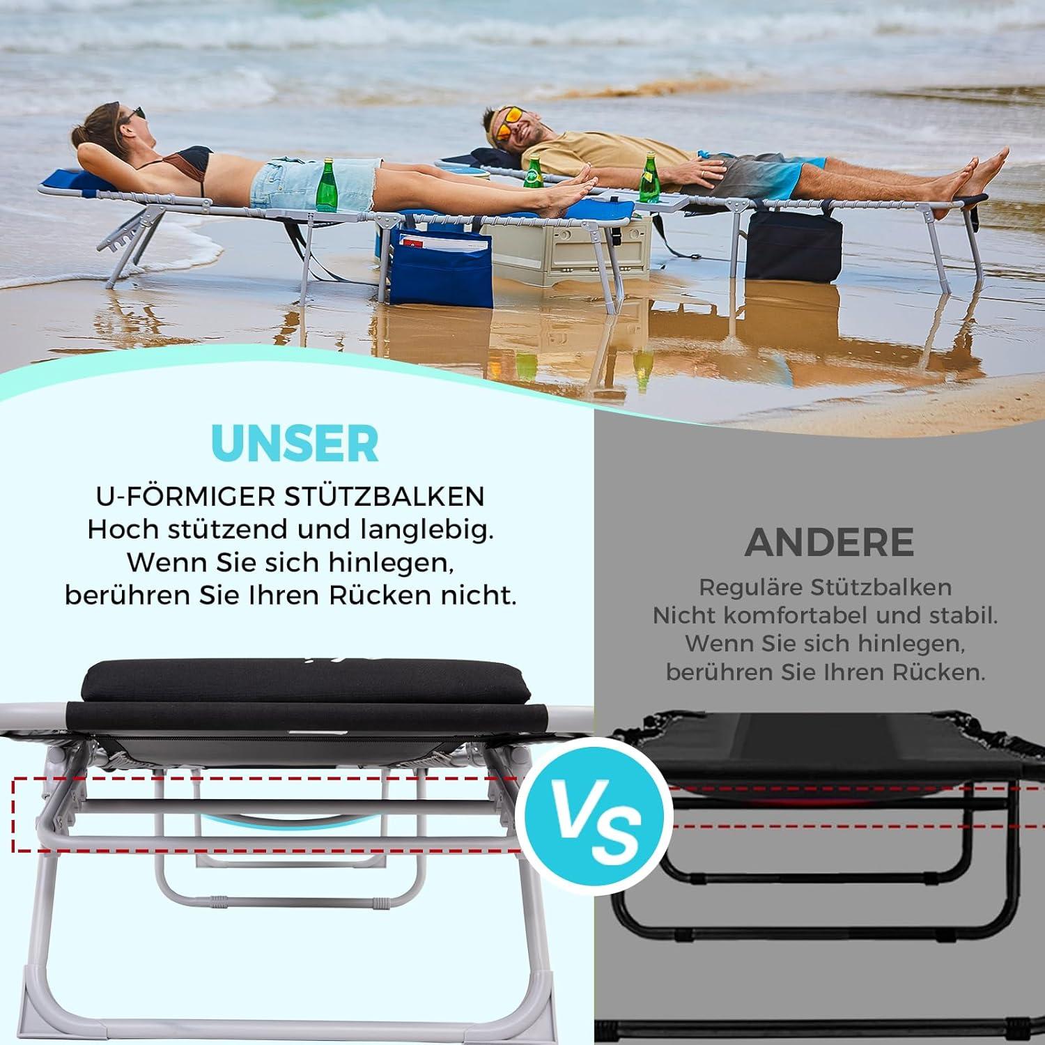 Klappbare Sonnenliege mit 5 Positionen, Verstellbarer