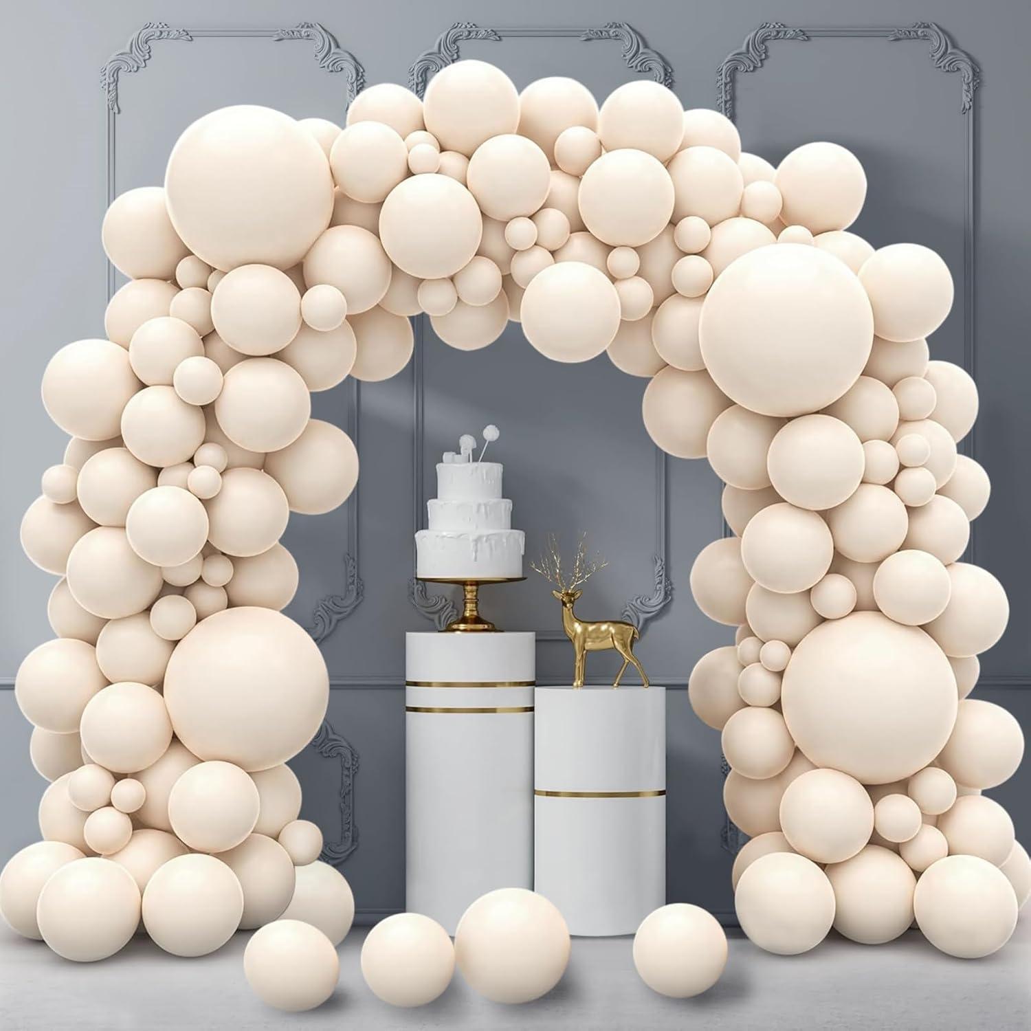Luftballon Girlande Weiß Beige Set 130 Stück 18 12 10 5 Zoll