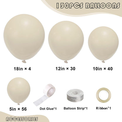 Luftballons Set Weiß Beige 130 Stück - Ballon Girlande in
