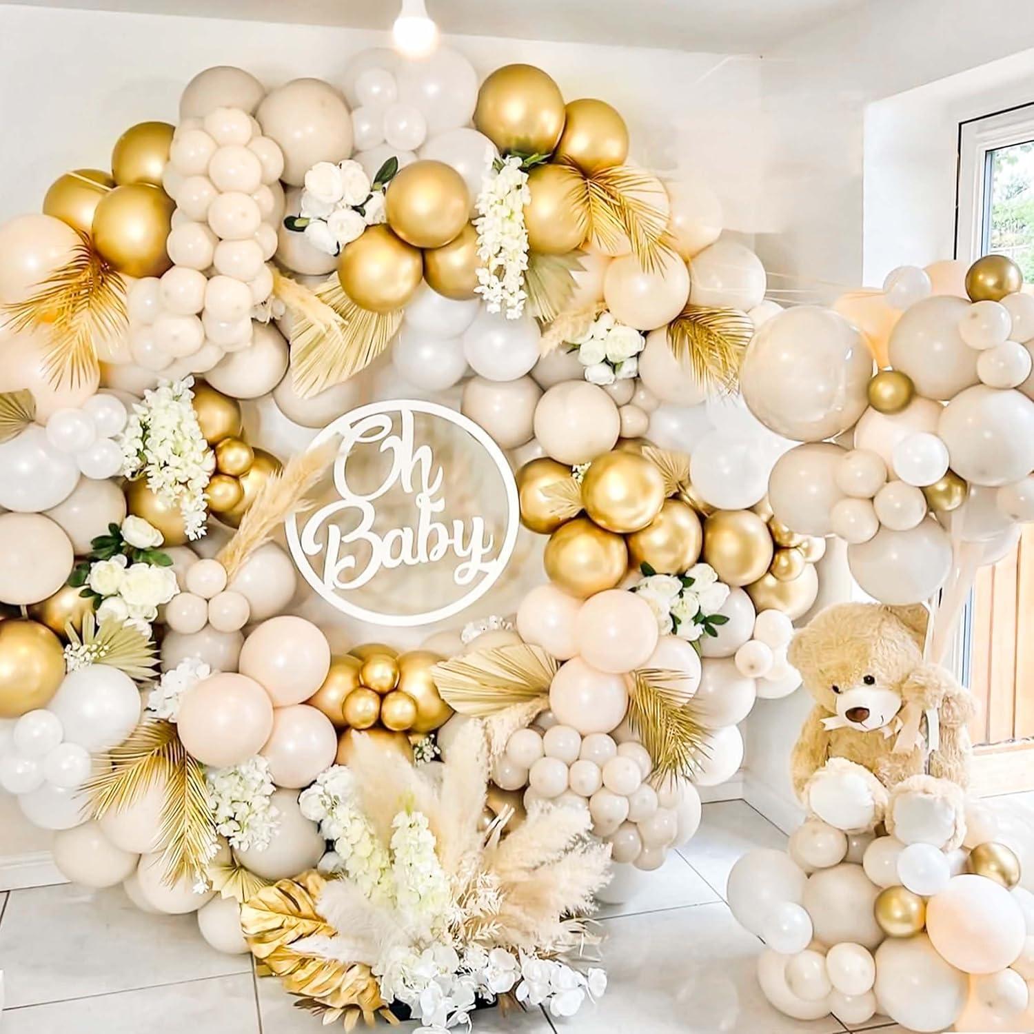 Weiß Beige Luftballons Set 130 Stück 18 12 10 5 Zoll Geburtstag Hochzeit