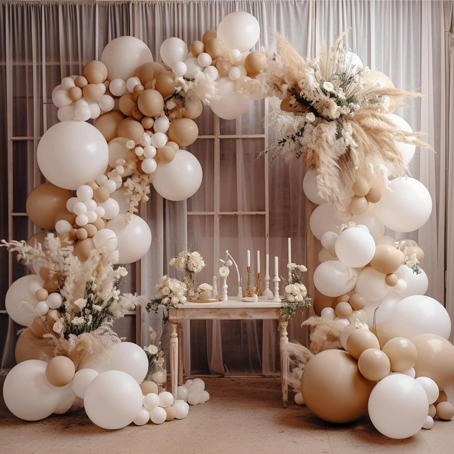Weiß Beige Luftballons Set 130 Stück 18 12 10 5 Zoll Geburtstag Hochzeit