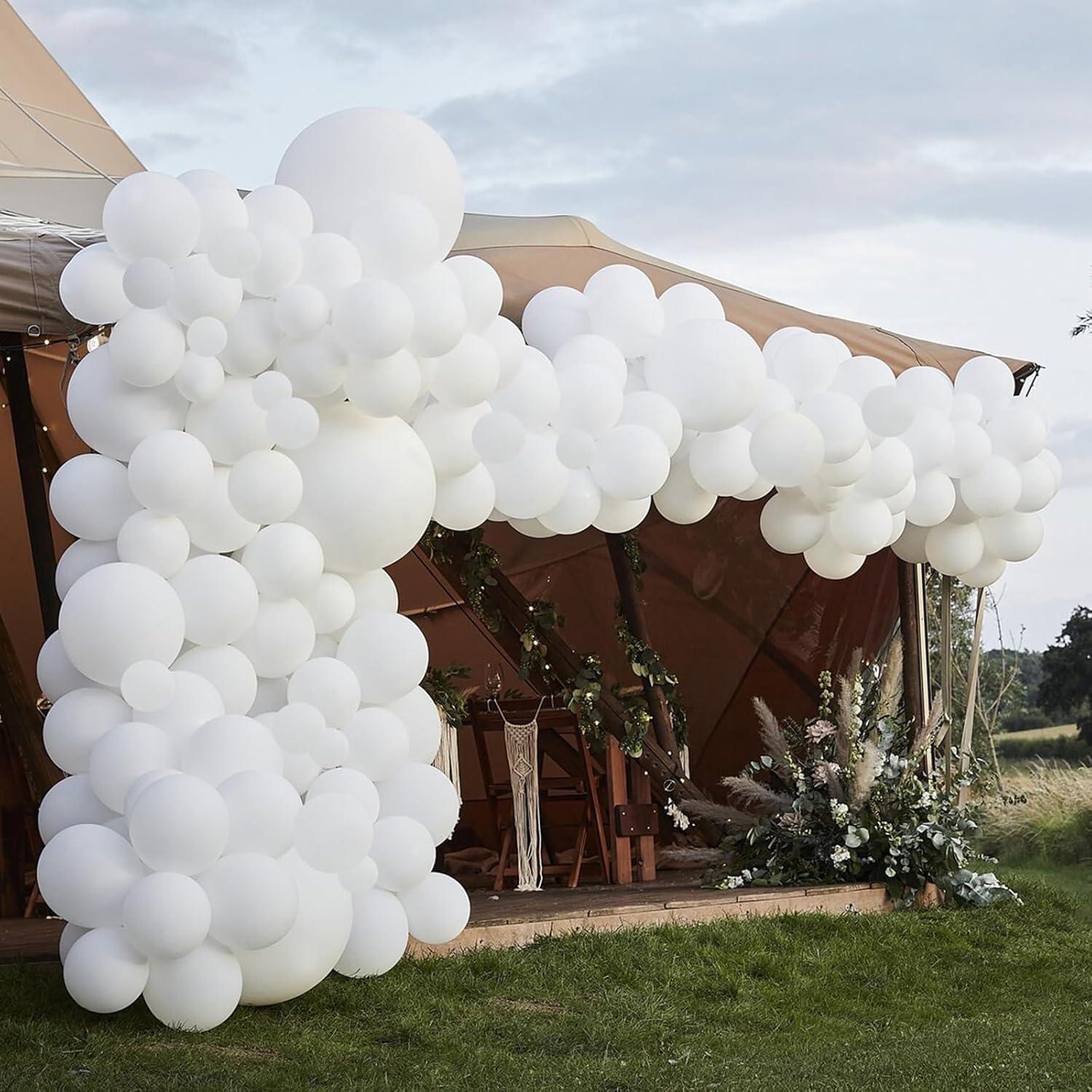 130 Luftballons Set Weiß verschiedene Größen Party Deko Kit