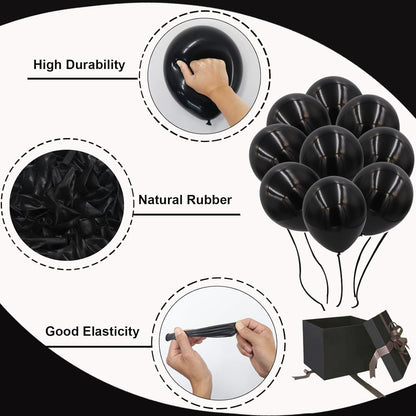 Schwarze Luftballon Girlande Set 130er Latex Helium Party Deko