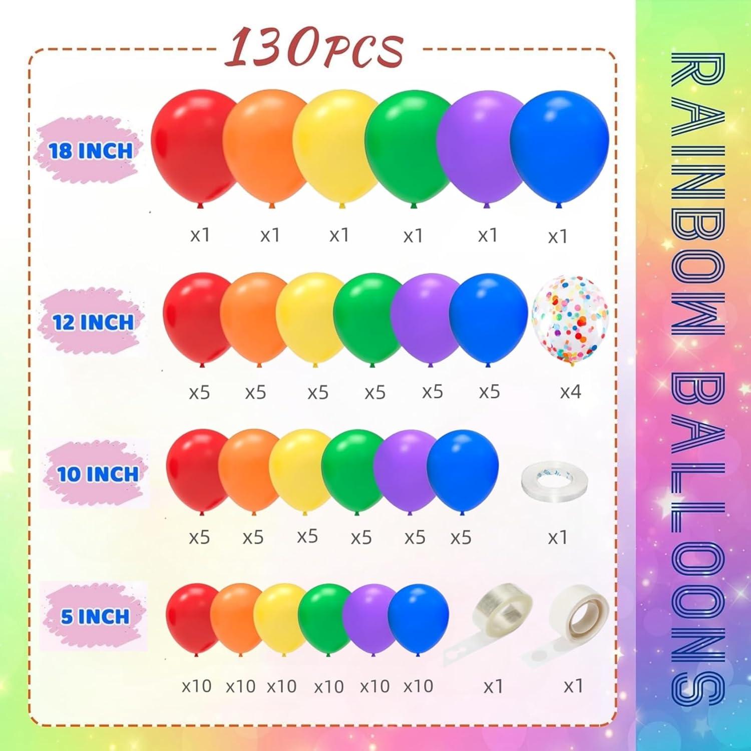 130 Bunte Luftballons Set Regenbogen Girlande für Geburtstag Hochzeit Party