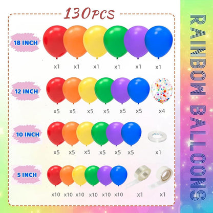 130 Bunte Luftballons Set Regenbogen Girlande für Geburtstag Hochzeit Party