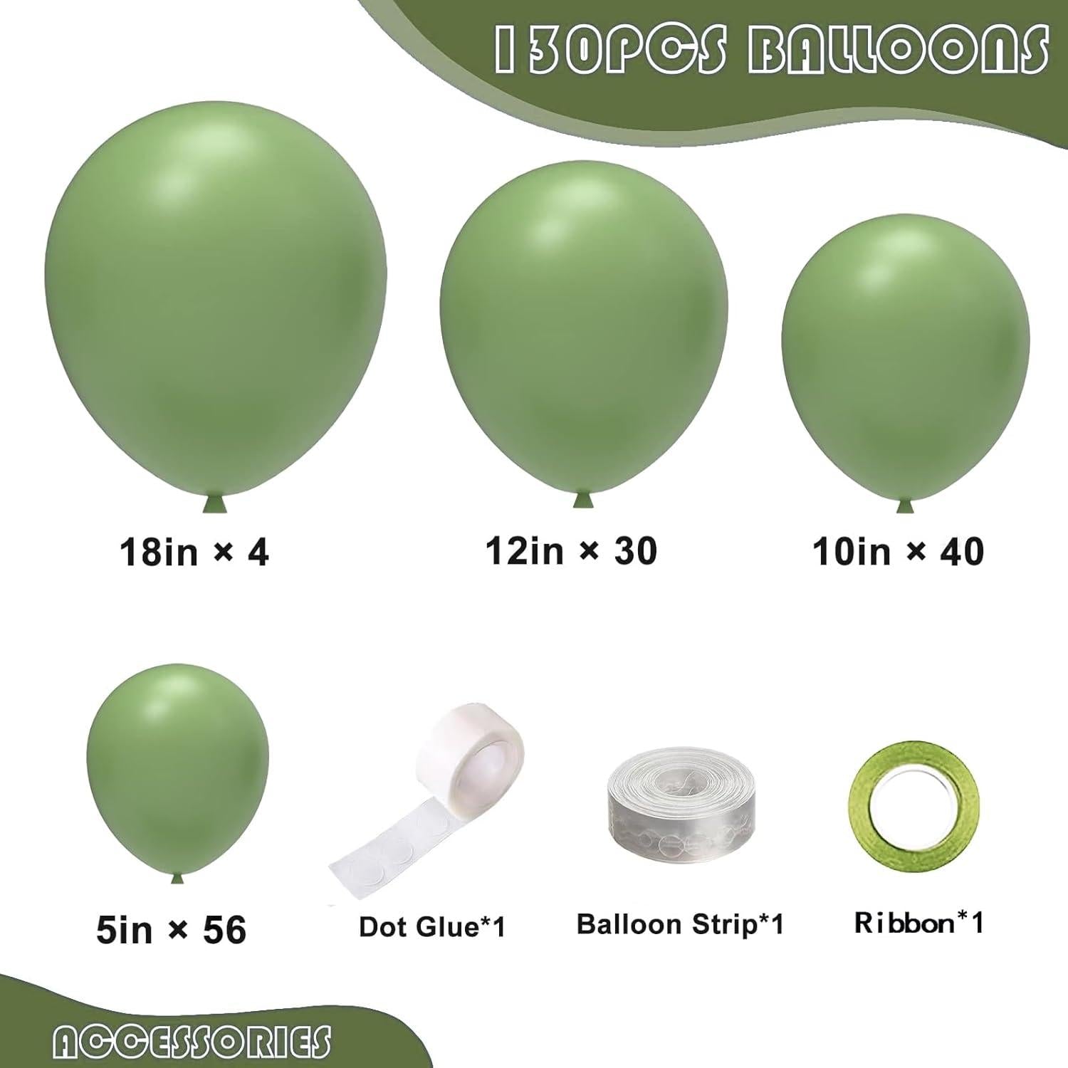 130x Grüne Luftballons Girlande Set für Geburtstag Hochzeit