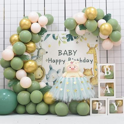 130 Grüne Luftballons Set für Party Deko Geburtstag Hochzeit Schwangerschaft Safari Dschungel