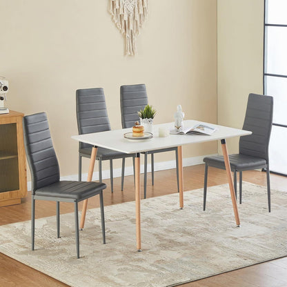 Esszimmergruppe Weißer Tisch + 4 Grau Stühle – Modern & Komfortabel