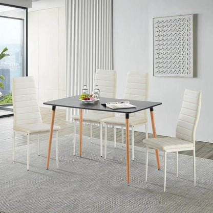 Esszimmergruppe Schwarz Tisch & 4 Weiß Stühle – Modernes 4er Set