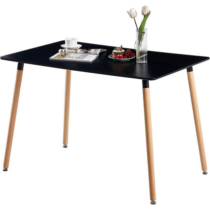 Esszimmergruppe Schwarz Tisch & 4 Weiß Stühle – Modernes 4er Set