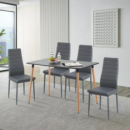 Esszimmergruppe Schwarz Tisch & 4 Grau Stühle – Modernes 4er Set