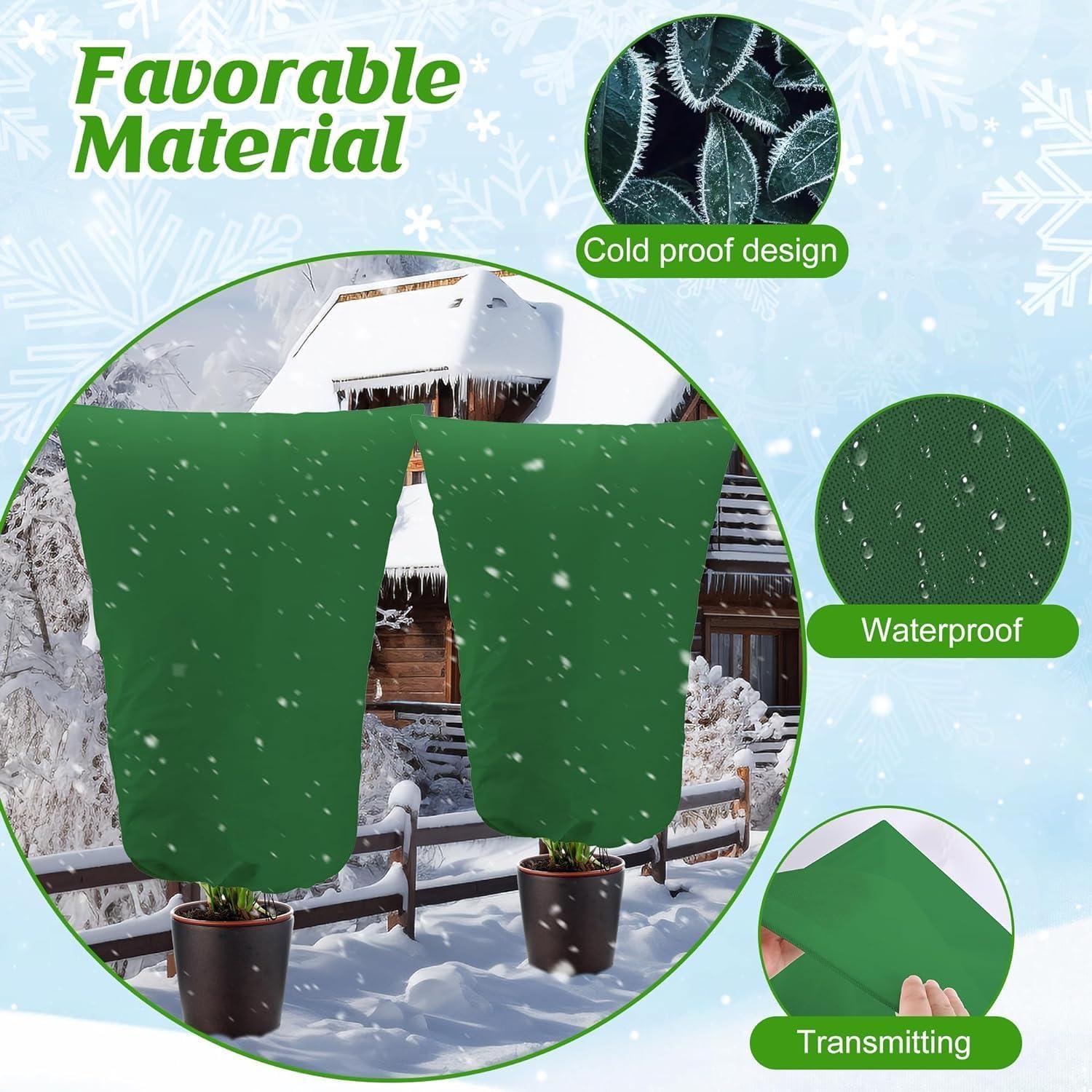 2er Set Winterschutz für Pflanzen 160x100cm Grün Frostschutz Kübelpflanzensack mit Zugband