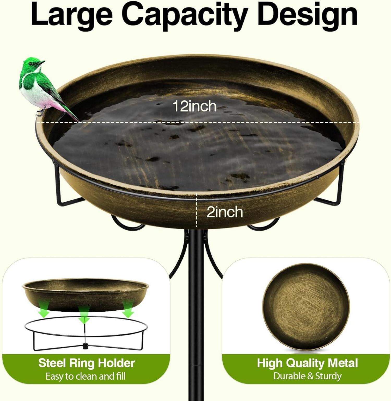 Große Metall Vogeltränke für Draußen, Antik Goldene
