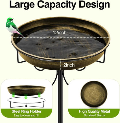 Große Metall Vogeltränke für Draußen, Antik Goldene
