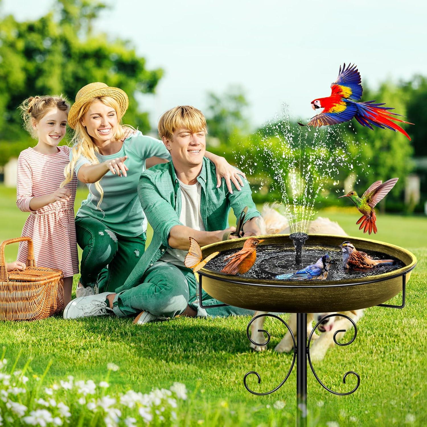 Vogeltränke 35In Metall Antik Goldene für Draußen Garten