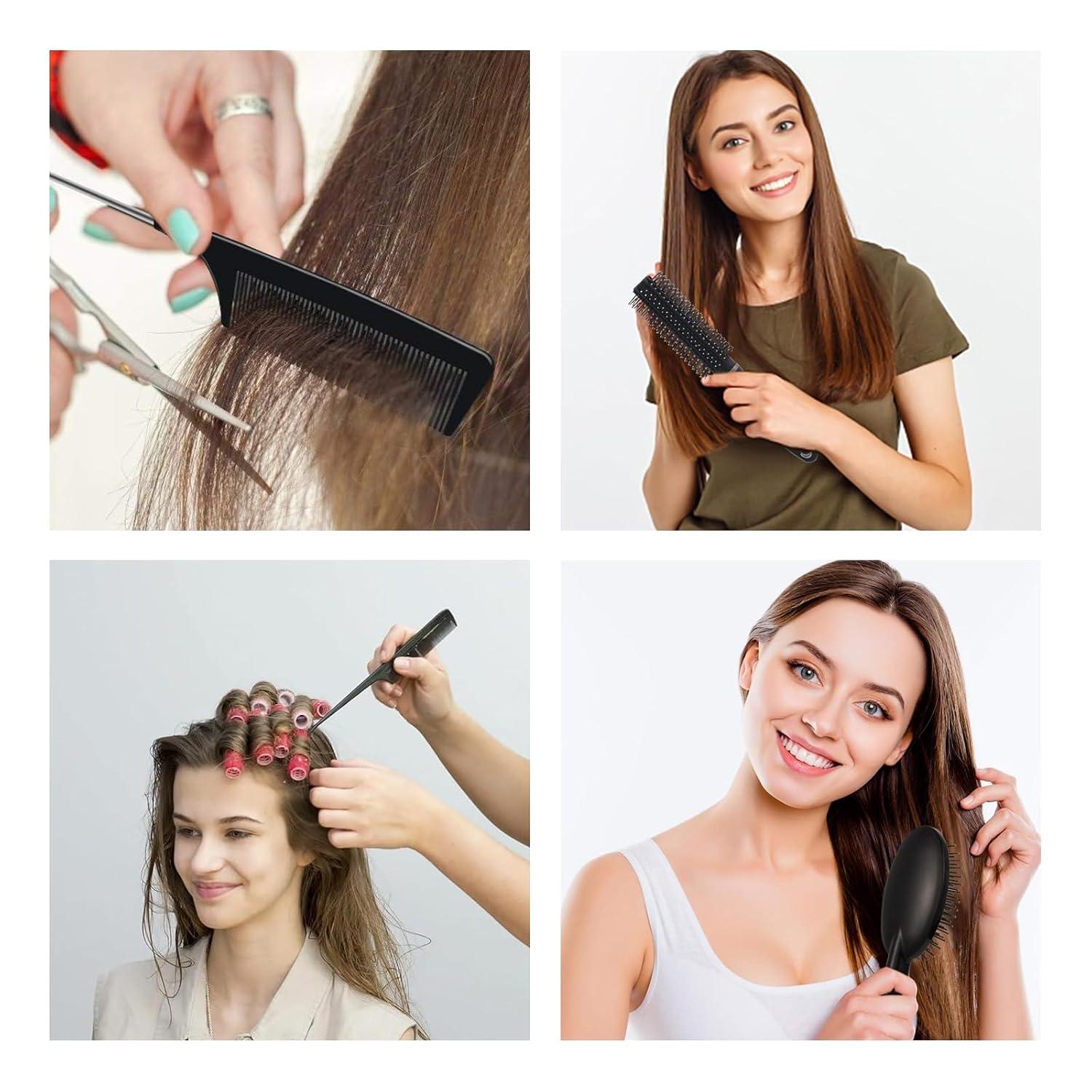 Haarbürsten Set Massage Entspannungsbürsten Flexible Nadelborsten Schwarz