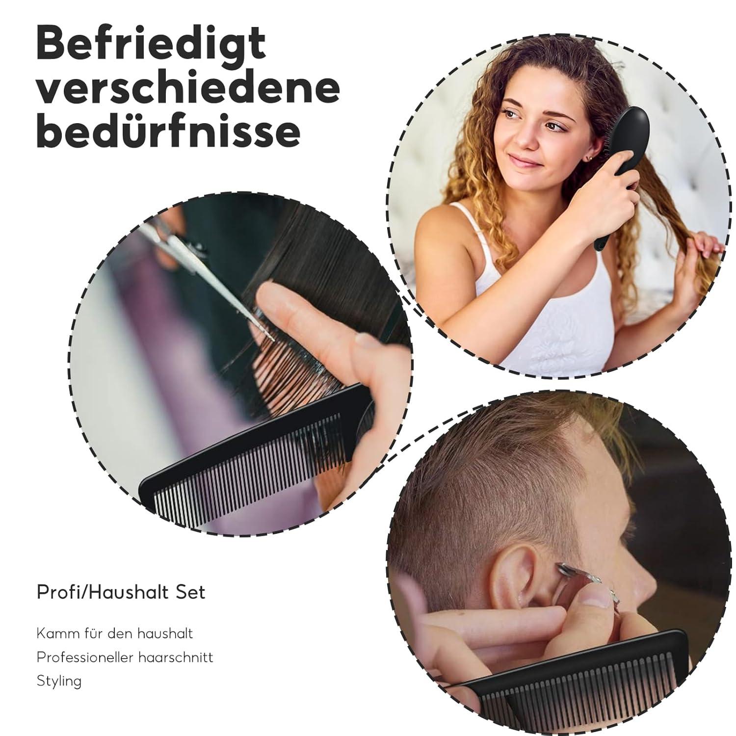 Haarbürsten-Set Massage Flexible Bürste Haare Schwarz