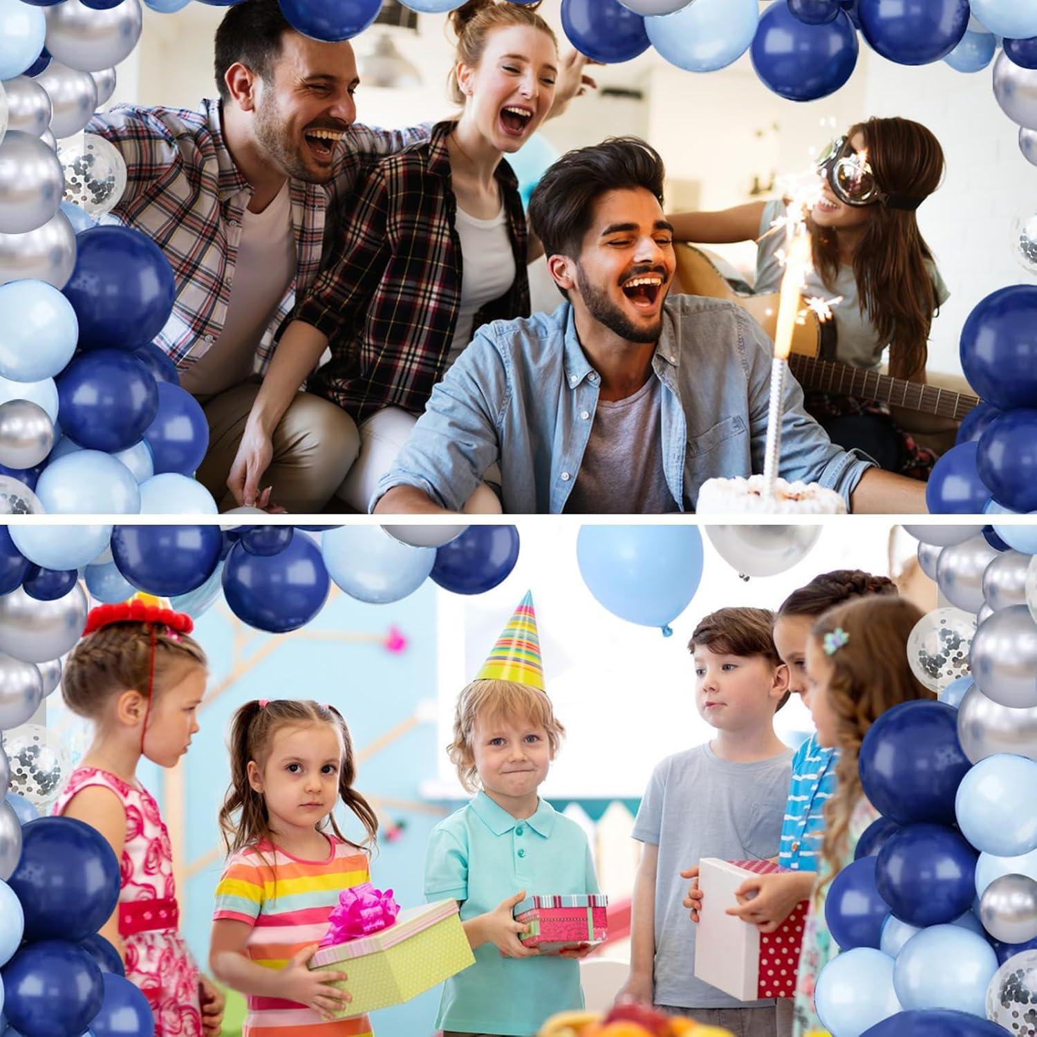 Luftballon Girlande Blau Silber Set, 120 Ballons Hochwertiges Party