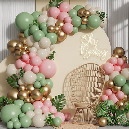Luftballon Girlande Kit Rosa Grün 132 Stück für Geburtstag