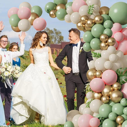 Luftballon Girlande Set Grün Rosa | 132 Stück Ballons Geburtstag Hochzeit