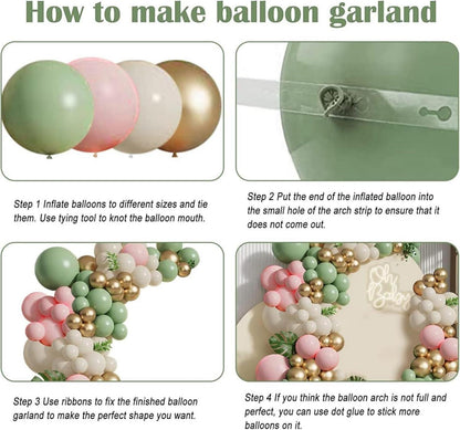 Luftballon Girlande Set Grün Rosa | 132 Stück Ballons Geburtstag Hochzeit